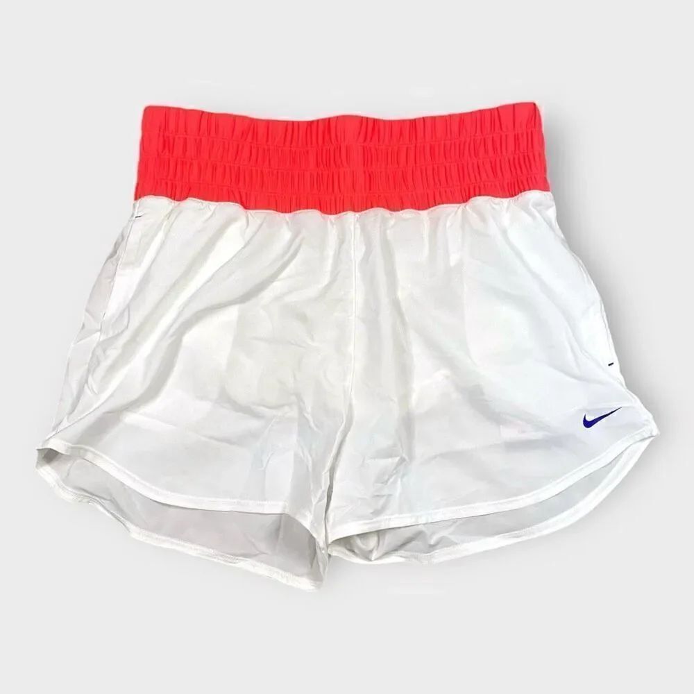 Nike DRI-FIT Womens Brief Lined Running Shorts White FJ1832-101 Size Large New
